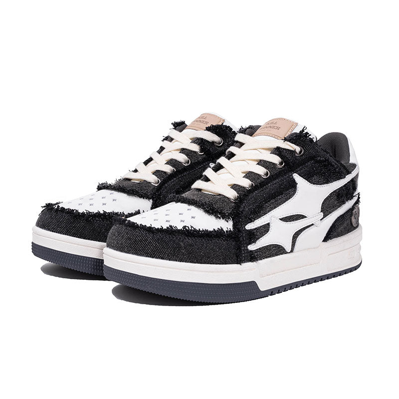 Killwinner Black and White Retro Rough Denim Sneakers