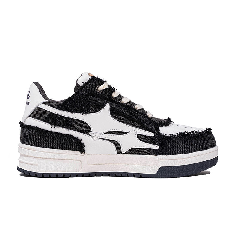 Killwinner Black and White Retro Rough Denim Sneakers