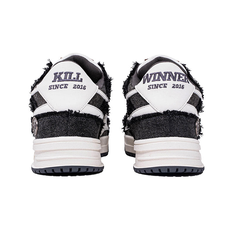 Killwinner Black and White Retro Rough Denim Sneakers